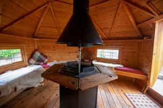 The wood-fired grill hut at Castle View Lodge
